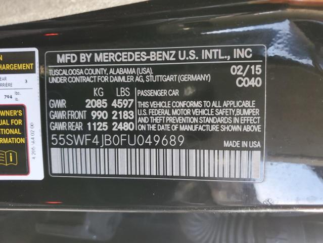 55SWF4JB0FU049689 - 2015 MERCEDES-BENZ C 300 BLACK photo 12