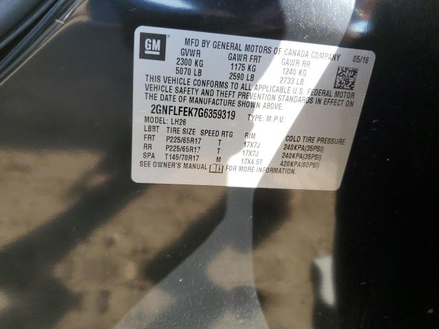 2GNFLFEK7G6359319 - 2016 CHEVROLET EQUINOX LT BLACK photo 13