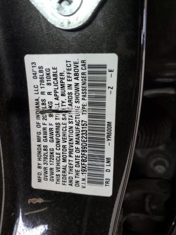 19XFB2F89DE233157 - 2013 HONDA CIVIC EX BLACK photo 12