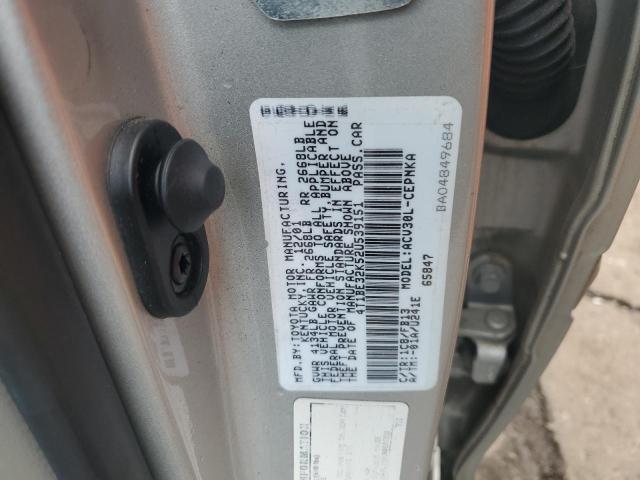 4T1BE32K52U539151 - 2002 TOYOTA CAMRY LE SILVER photo 12