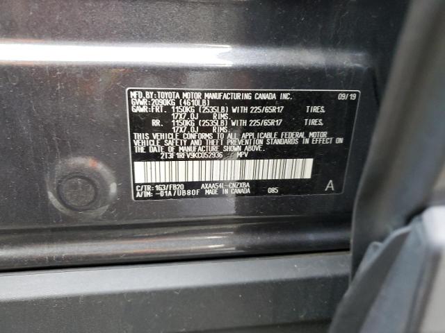 2T3F1RFV9KC052936 - 2019 TOYOTA RAV4 LE GRAY photo 13