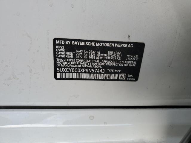 5UXCY6C0XP9N57443 - 2023 BMW X6 XDRIVE40I WHITE photo 12