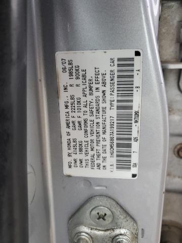 1HGCM56867A199217 - 2007 HONDA ACCORD EX SILVER photo 12