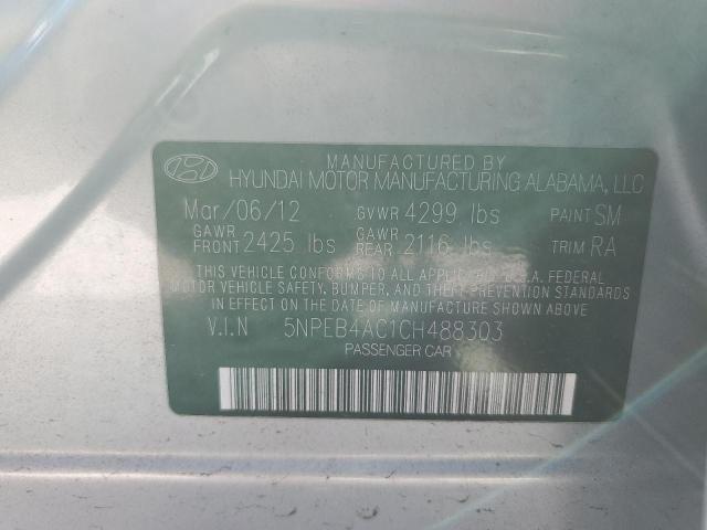 5NPEB4AC1CH488303 - 2012 HYUNDAI SONATA GLS SILVER photo 12