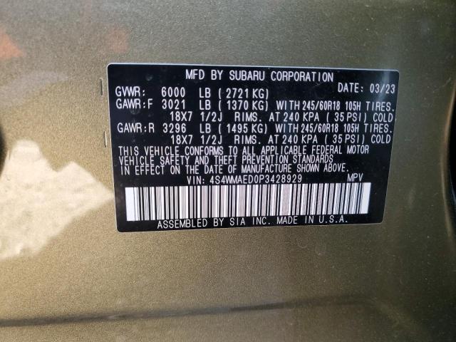 4S4WMAED0P3428929 - 2023 SUBARU ASCENT PREMIUM GREEN photo 13