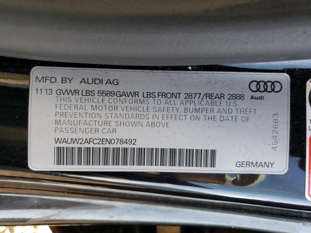 WAUW2AFC2EN078492 - 2014 AUDI S7 PREMIUM GRAY photo 12