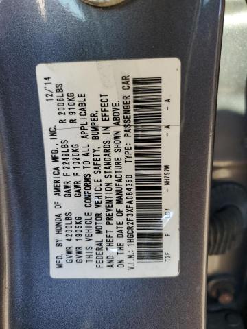 1HGCR2F3XFA084350 - 2015 HONDA ACCORD LX GRAY photo 12