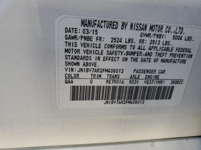 JN1BV7AR2FM406012 - 2015 INFINITI Q50 BASE WHITE photo 12