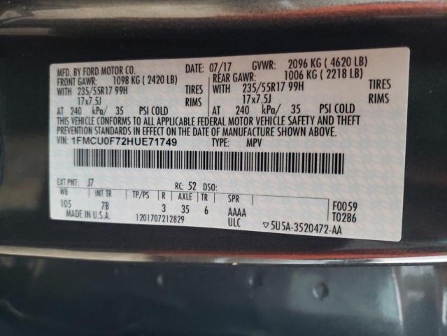 1FMCU0F72HUE71749 - 2017 FORD ESCAPE S GRAY photo 13