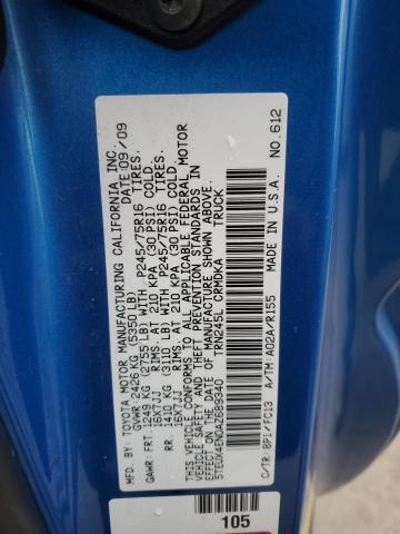 5TEUX4EN0AZ689340 - 2010 TOYOTA TACOMA ACCESS CAB Көк фото 12