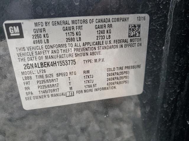 2GNALBEK4H1553775 - 2017 CHEVROLET EQUINOX LS GRAY photo 13