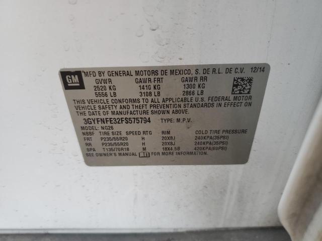 3GYFNFE32FS575794 - 2015 CADILLAC SRX PERFORMANCE COLLECTION Ақ фото 12