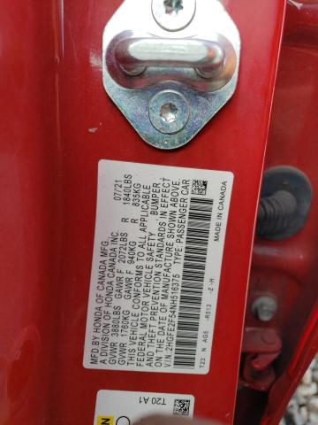 2HGFE2F54NH516375 - 2022 HONDA CIVIC SPORT 红色 照片 12