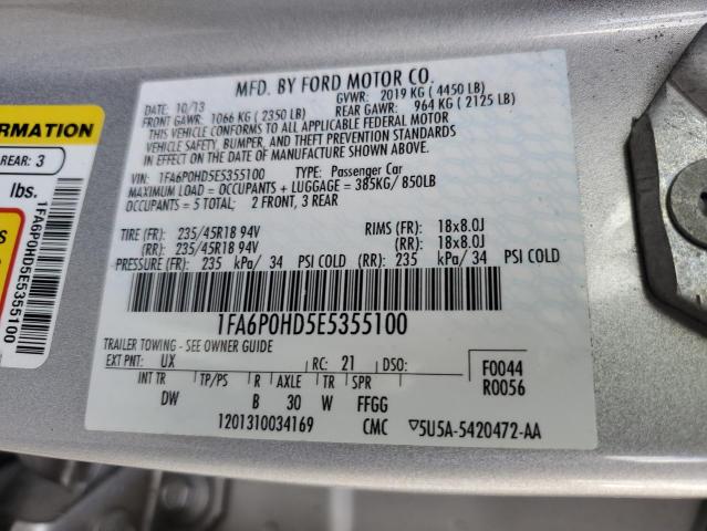 1FA6P0HD5E5355100 - 2014 FORD FUSION SE SILVER photo 13