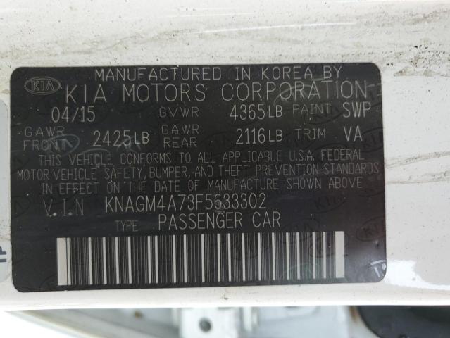 KNAGM4A73F5633302 - 2015 KIA OPTIMA LX BURN photo 12