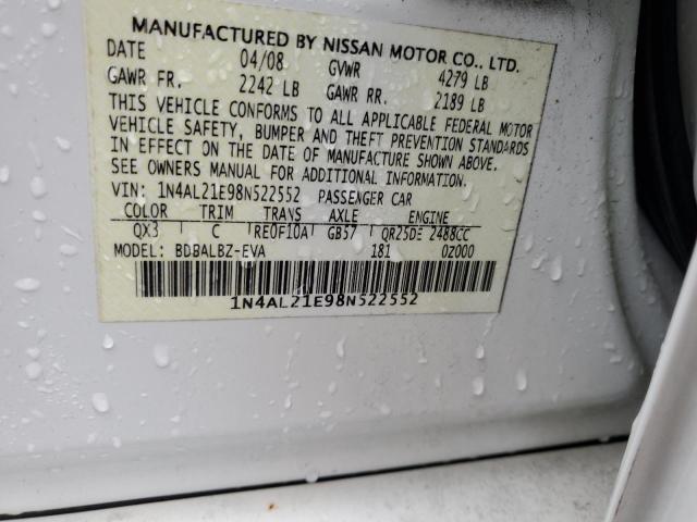 1N4AL21E98N522552 - 2008 NISSAN ALTIMA 2.5 WHITE photo 13