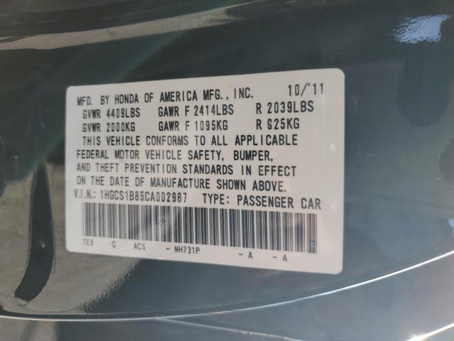 1HGCS1B85CA002987 - 2012 HONDA ACCORD EXL BLACK photo 12