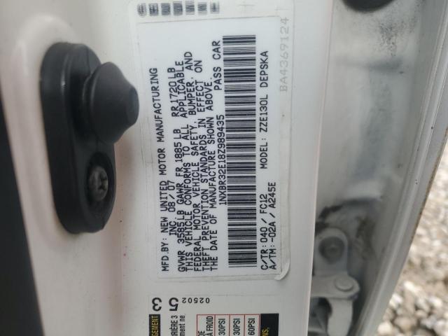 1NXBR32E18Z989435 - 2008 TOYOTA COROLLA CE WHITE photo 12