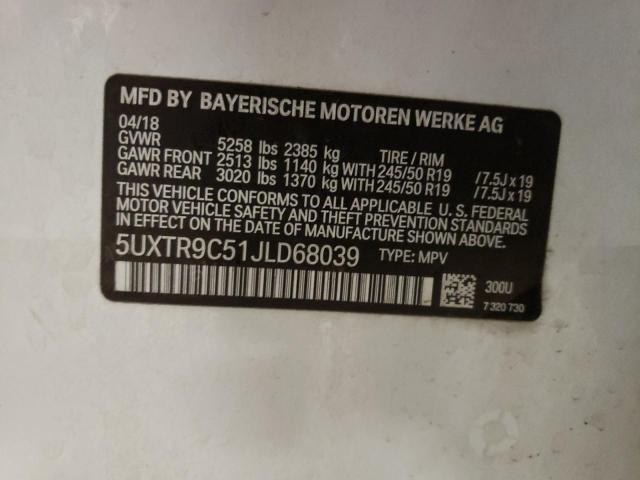 5UXTR9C51JLD68039 - 2018 BMW X3 XDRIVE30I WHITE photo 13