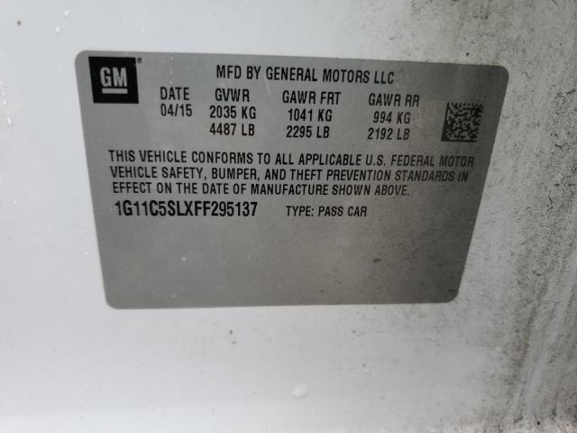 1G11C5SLXFF295137 - 2015 CHEVROLET MALIBU 1LT WHITE photo 12