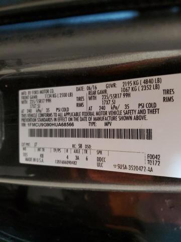 1FMCU9G90HUA68566 - 2017 FORD ESCAPE SE GRAY photo 14