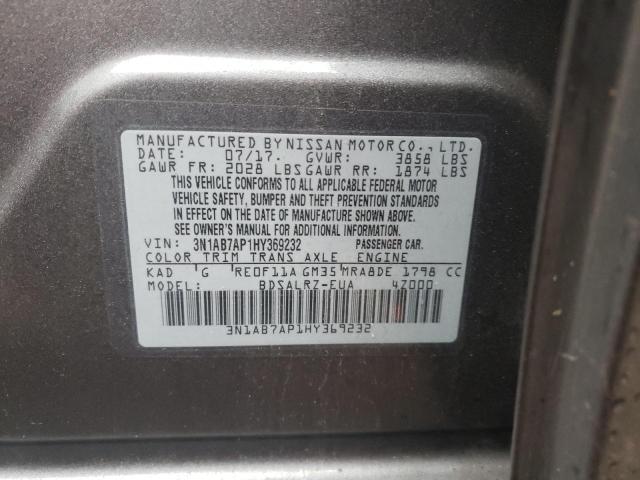 3N1AB7AP1HY369232 - 2017 NISSAN SENTRA S GRAY photo 12