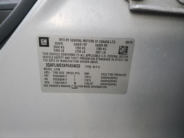 2GKFLWE3XF6434633 - 2015 GMC TERRAIN SLE SILVER photo 12