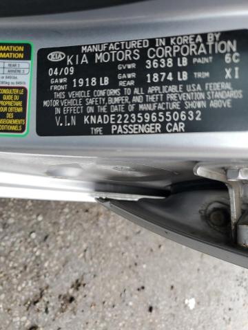 KNADE223596550632 - 2009 KIA RIO BASE SILVER photo 12