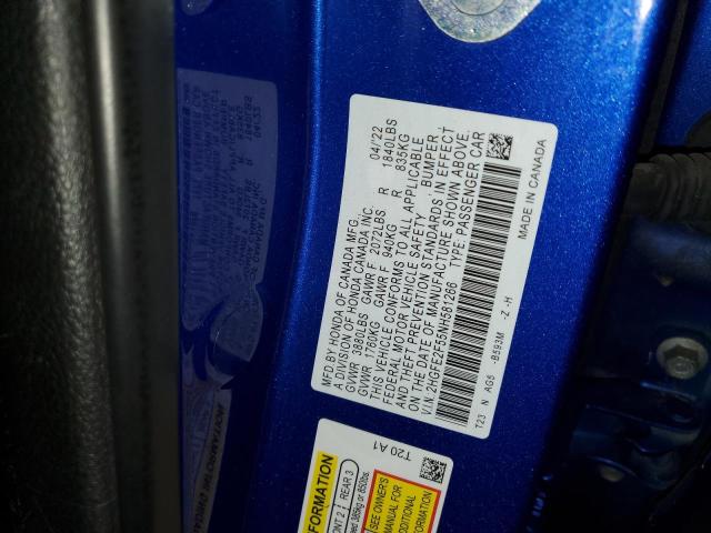 2HGFE2F55NH581266 - 2022 HONDA CIVIC SPORT 蓝色 照片 13