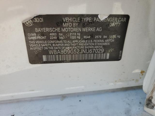WBA8D9G52JNU67029 - 2018 BMW 330 XI თეთრი ფოტო 12
