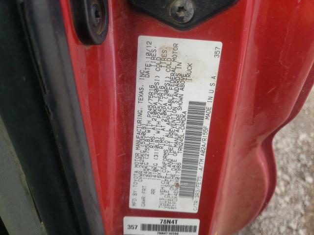 5TFUX4EN4DX017986 - 2013 TOYOTA TACOMA ACCESS CAB RED photo 12
