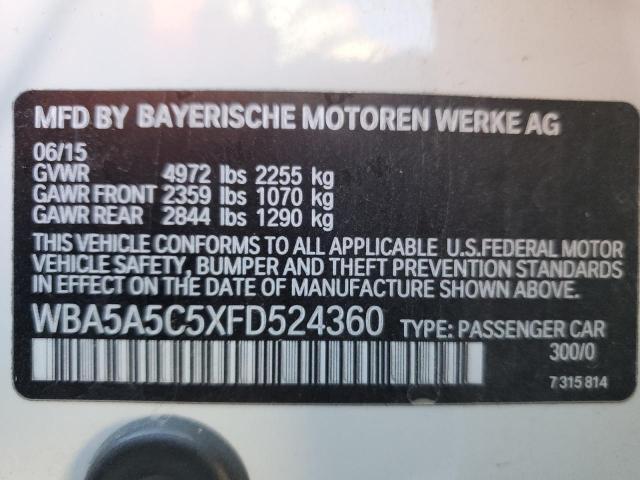 WBA5A5C5XFD524360 - 2015 BMW 528 I WHITE photo 13