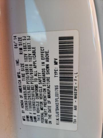 5J8TB4H37FL001765 - 2015 ACURA RDX WHITE photo 13