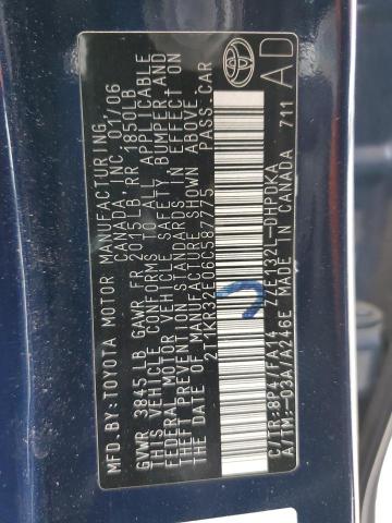 2T1KR32E06C587775 - 2006 TOYOTA COROLLA MA XR BLUE photo 13
