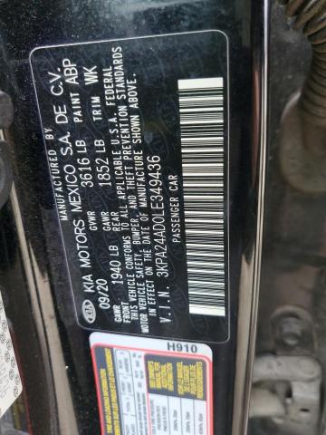 3KPA24AD0LE349436 - 2020 KIA RIO LX BLACK photo 13