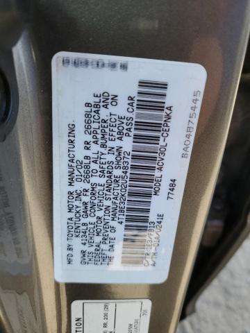 4T1BE32K02U548372 - 2002 TOYOTA CAMRY LE GRAY photo 12