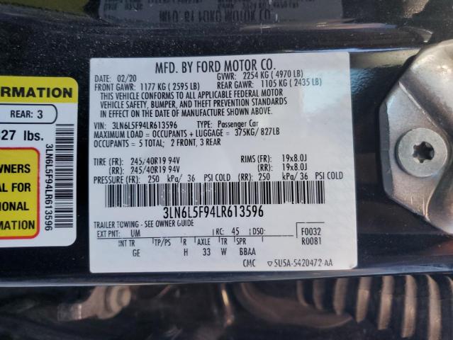 3LN6L5F94LR613596 - 2020 LINCOLN MKZ RESERVE შავი ფოტო 13