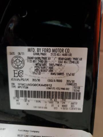 1FMCU9DG0CKA45912 - 2012 FORD ESCAPE XLT BLACK photo 13