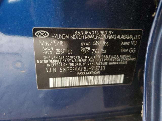 5NPE24AF8JH713730 - 2018 HYUNDAI SONATA SE BLUE photo 12