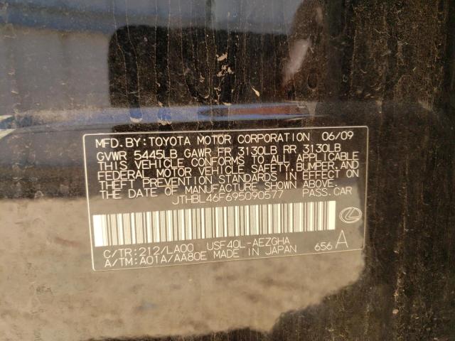 JTHBL46F695090577 - 2009 LEXUS LS 460 BLACK photo 12