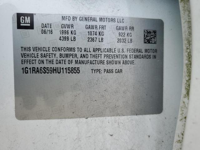 1G1RA6S59HU115855 - 2017 CHEVROLET VOLT LT WHITE photo 12