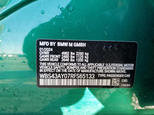 WBS43AY07RFS65133 - 2024 BMW M3 COMPETITION GREEN photo 13