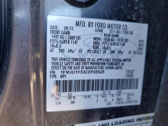 1FMJU1K53CEF05525 - 2012 FORD EXPEDITION LIMITED GRAY photo 13