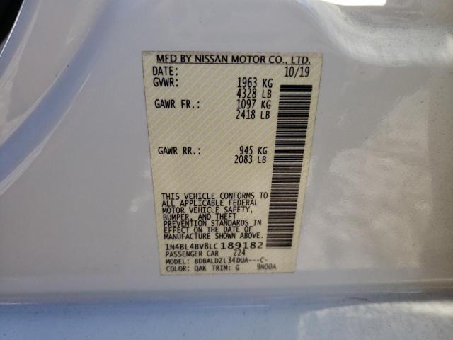 1N4BL4BV8LC189182 - 2020 NISSAN ALTIMA S WHITE photo 13