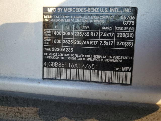 4JGBB86E16A127651 - 2006 MERCEDES-BENZ ML 350 SILVER photo 13