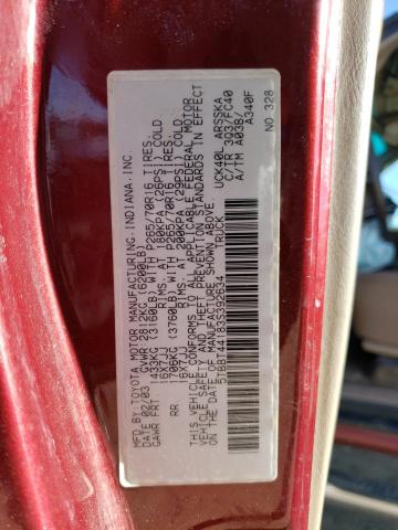 5TBBT44183S392634 - 2003 TOYOTA TUNDRA ACCESS CAB SR5 RED photo 12