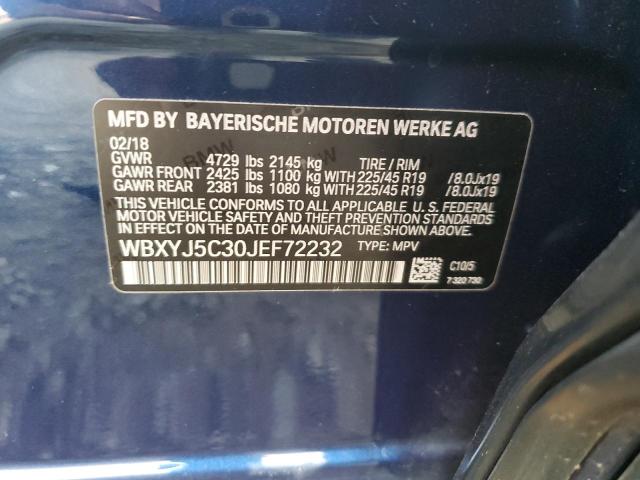 WBXYJ5C30JEF72232 - 2018 BMW X2 XDRIVE28I BLUE photo 12