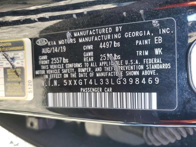 5XXGT4L33LG398469 - 2020 KIA OPTIMA LX BLACK photo 12