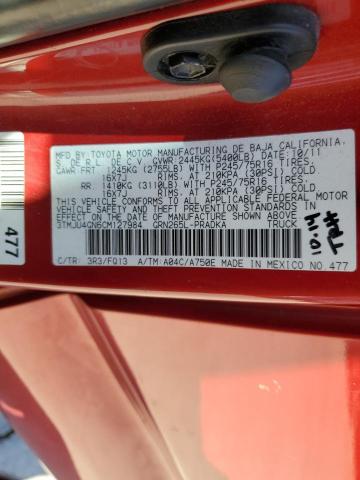 3TMJU4GN6CM127984 - 2012 TOYOTA TACOMA DOUBLE CAB PRERUNNER RED photo 12