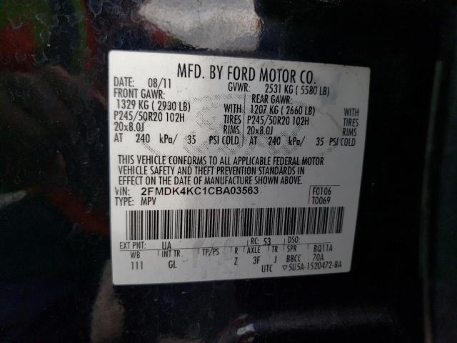 2FMDK4KC1CBA03563 - 2012 FORD EDGE LIMITED BLACK photo 14